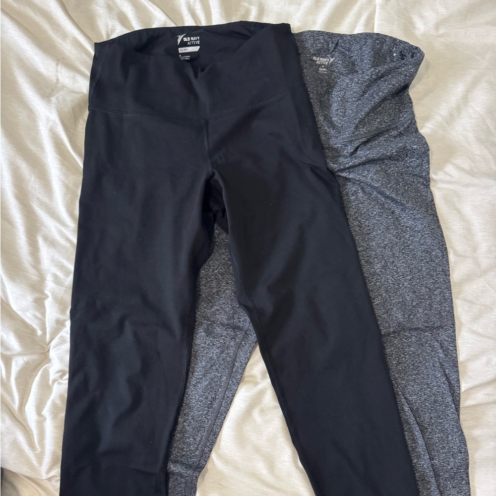 Old Navy Black and Gray Leggings Stretchy Athletic Bottoms